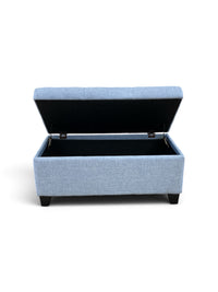 Light Grey Blue Tufted Storage Ottoman Bench
