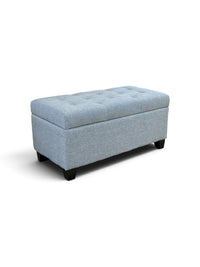 Light Grey Blue Tufted Storage Ottoman Bench