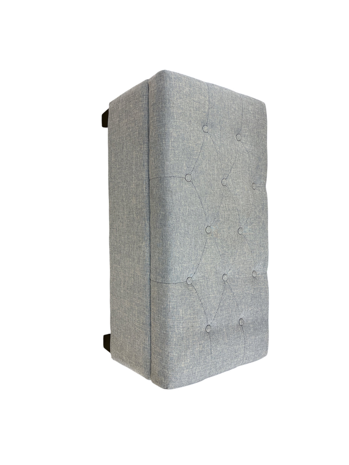 Light Grey Blue Tufted Storage Ottoman Bench