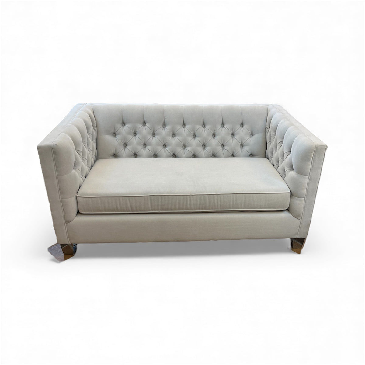 Tufted Back Loveseat With Velvet Upholstery