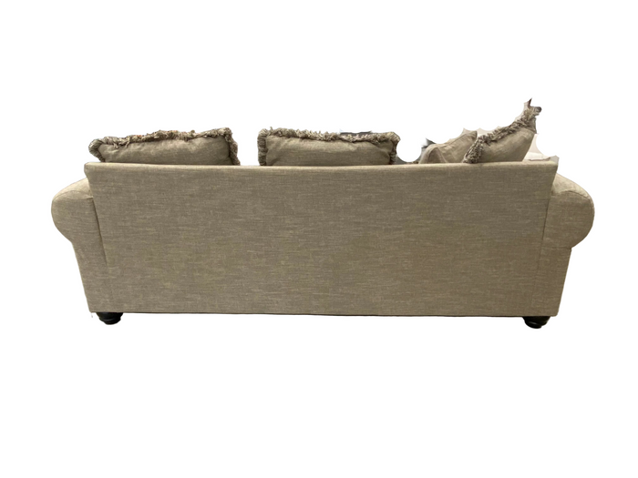 Traditional Textured Woven Fabric Sofa in Taupe Hue