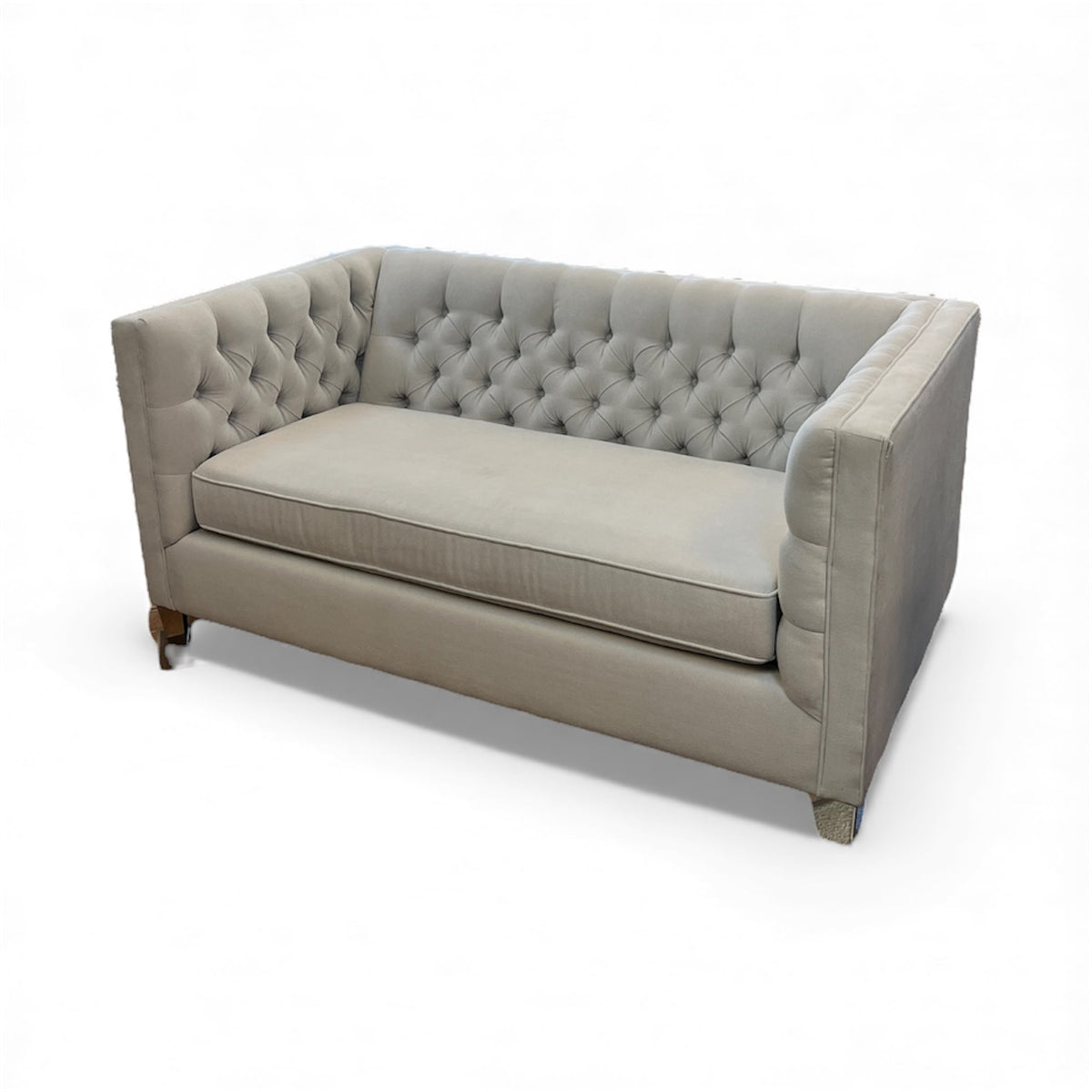 Tufted Back Loveseat With Velvet Upholstery