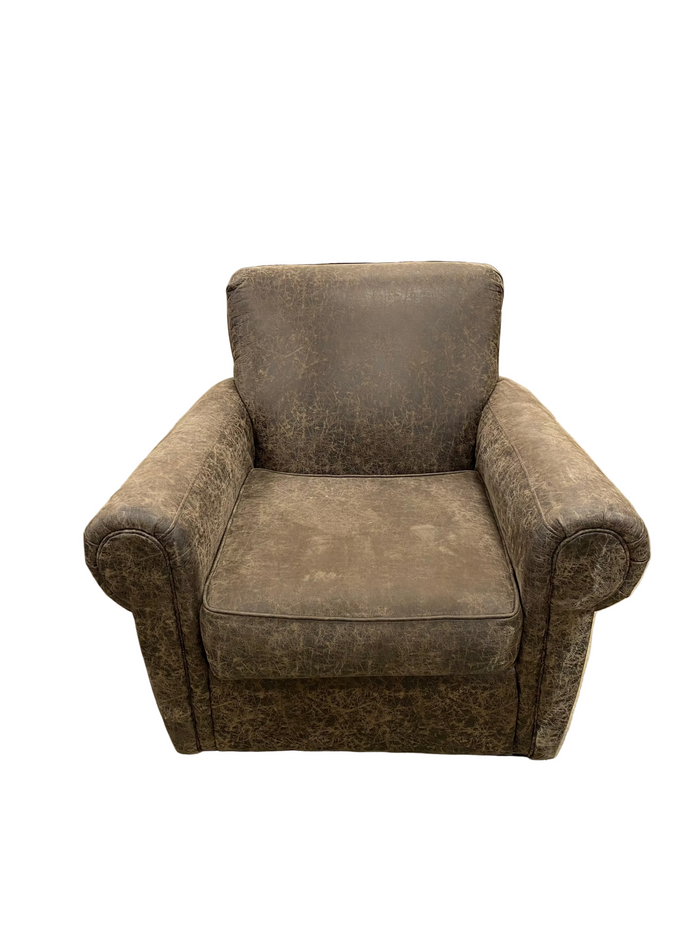 Chocolate Brown Distressed Faux Leather Armchair