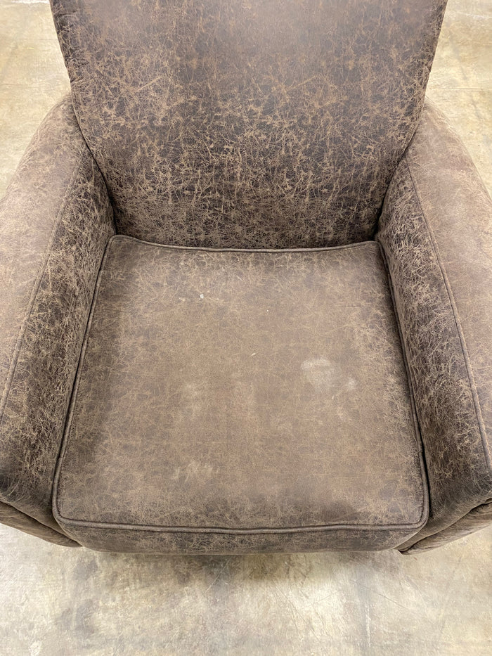 Chocolate Brown Distressed Faux Leather Armchair