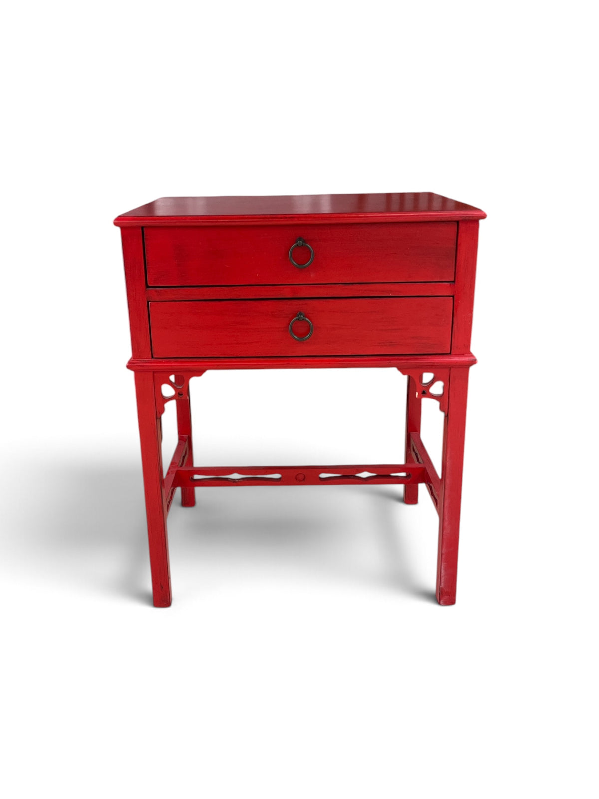 Red Wood 2 Drawer Side Table