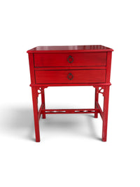 Red Wood 2 Drawer Side Table