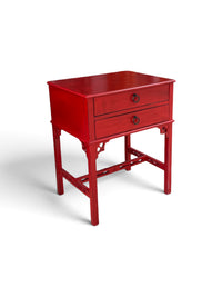 Red Wood 2 Drawer Side Table