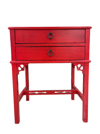 Red Wood 2 Drawer Side Table