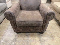 Chocolate Brown Distressed Faux Leather Armchair