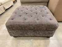 Chocolate Brown Distressed Faux Leather Ottoman