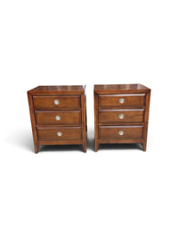 Matching Wood 3 Drawer Nightstand - Set of 2