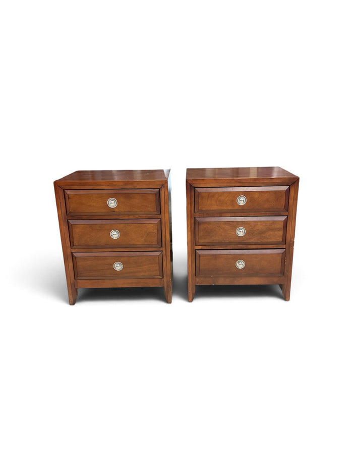 Matching Wood 3 Drawer Nightstand - Set of 2