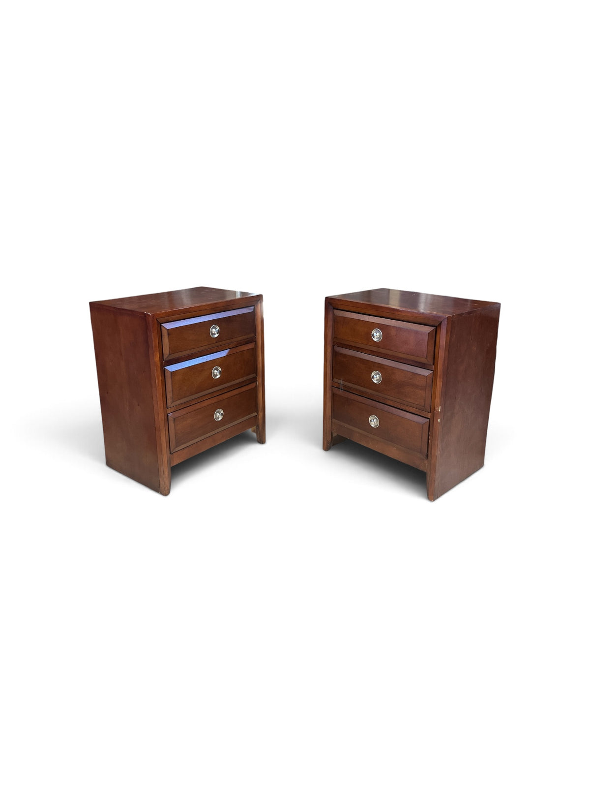 Matching Wood 3 Drawer Nightstand - Set of 2