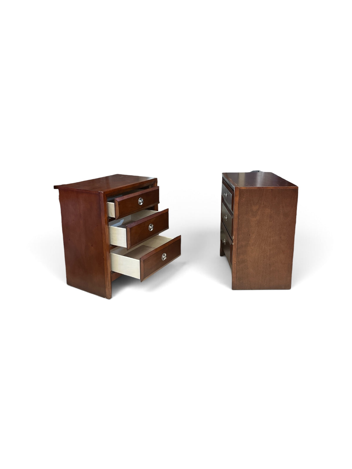 Matching Wood 3 Drawer Nightstand - Set of 2