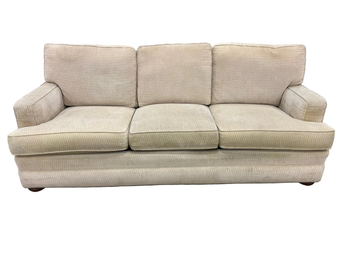 Cream Woven Fabric Three Cushion Sofa