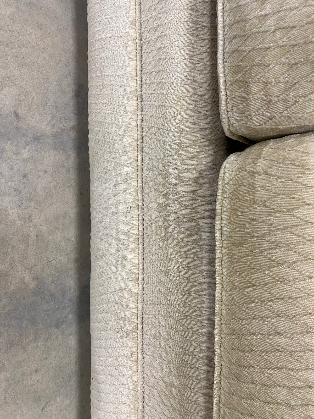 Cream Woven Fabric Three Cushion Sofa