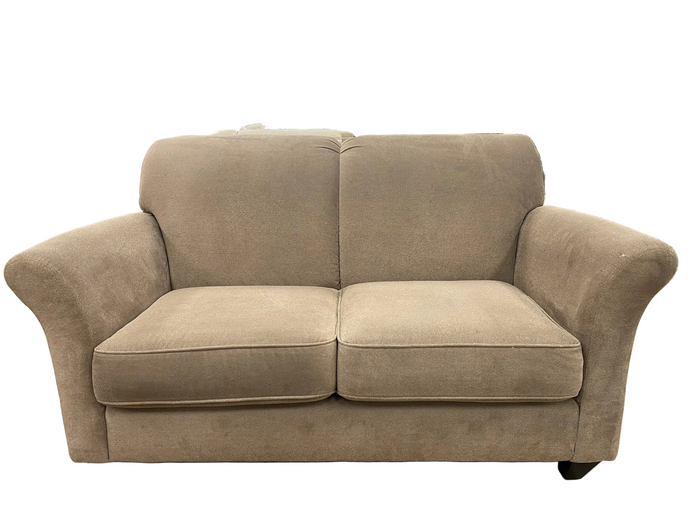 Beige Chenille Fabric Loveseat