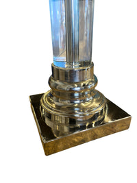 Chrome Column Table lamp with White Shade