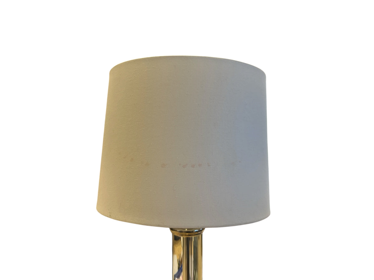 Chrome Column Table lamp with White Shade