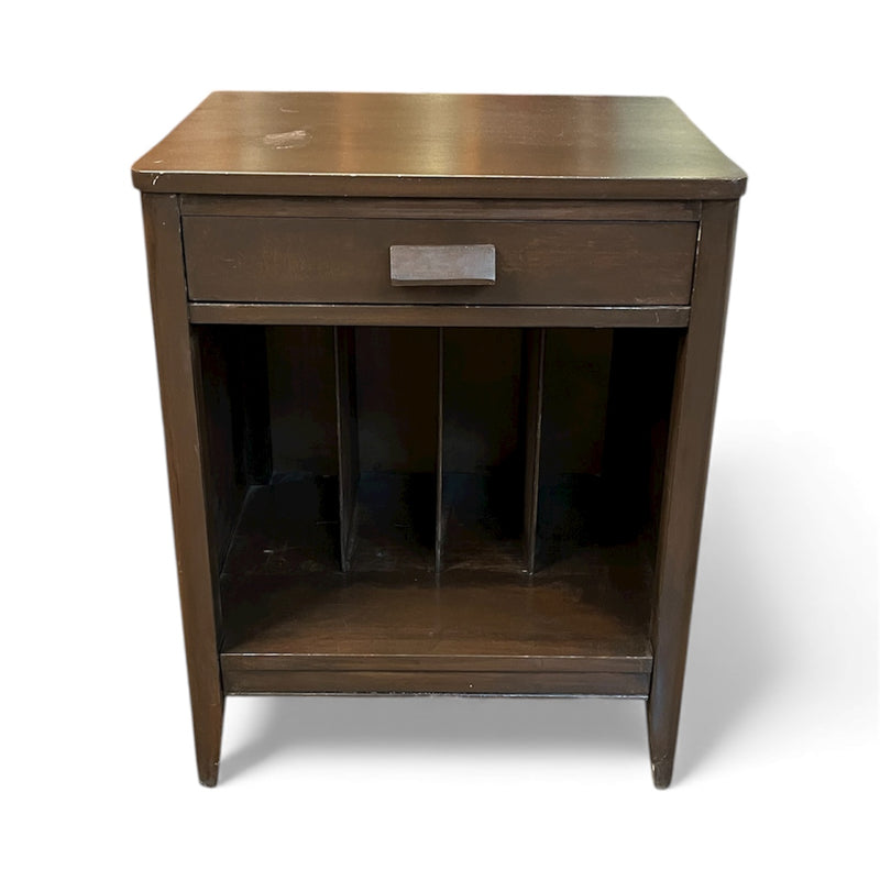 Mid Century Style Side Table With Drawer & Dividers