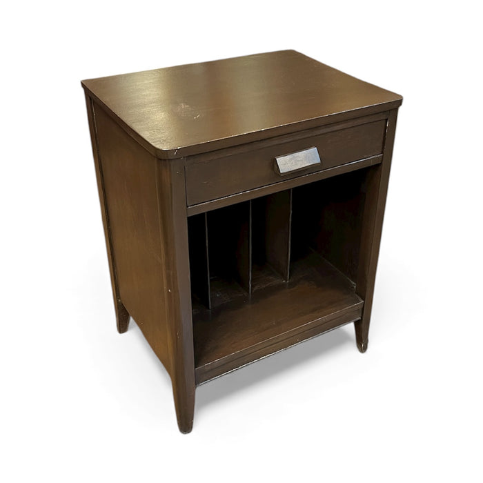 Mid Century Style Side Table With Drawer & Dividers