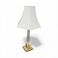 Glass Table Lamp with Brass Base