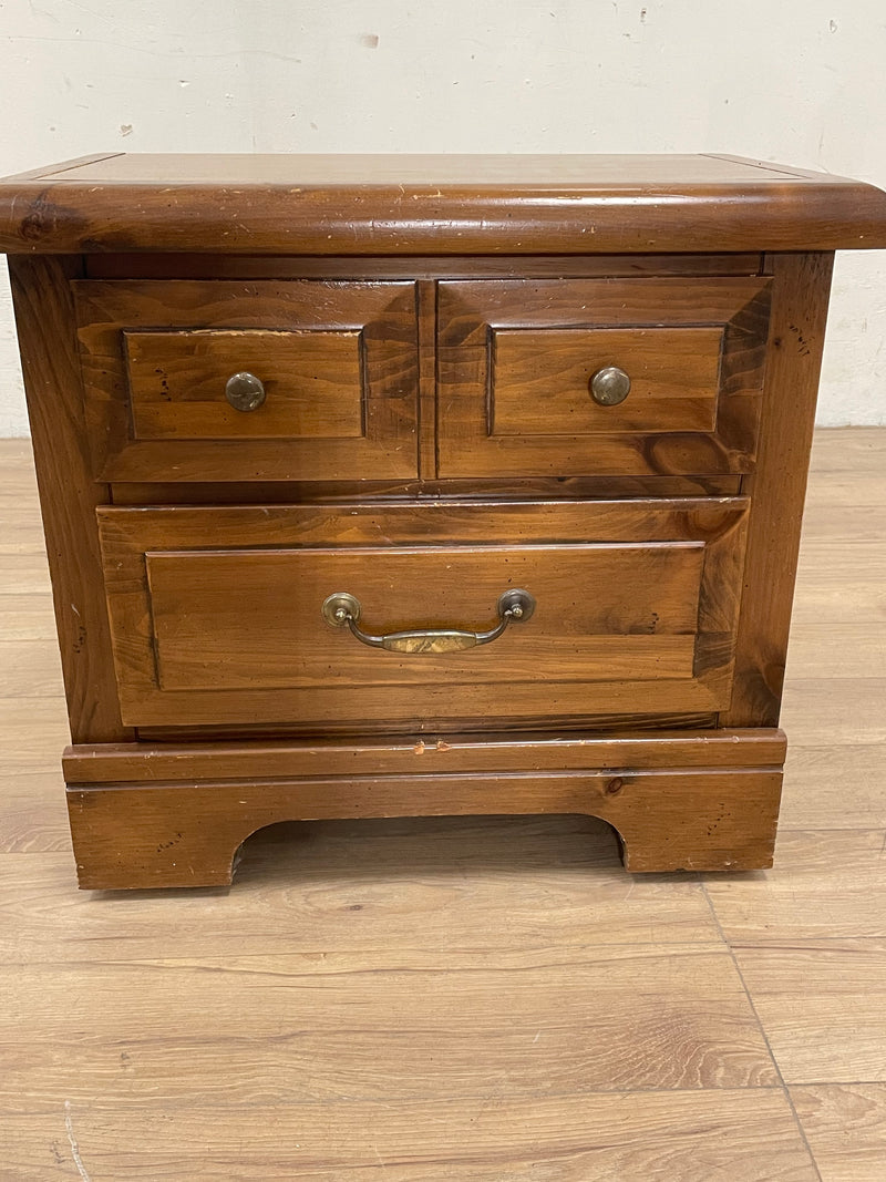 Two Drawer Nightstand With Bronze Handles
