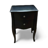 Black 2 Drawer Nightstand With Curved Legs