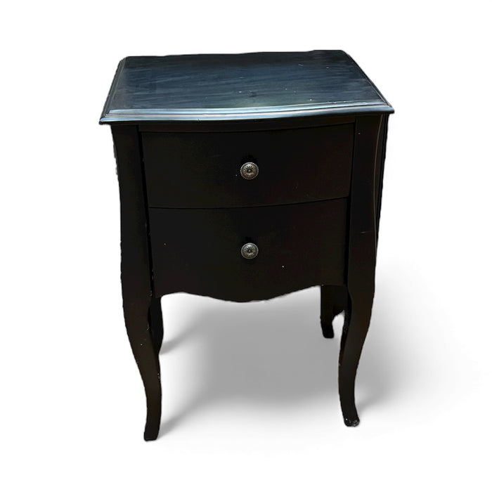 Black 2 Drawer Nightstand With Curved Legs