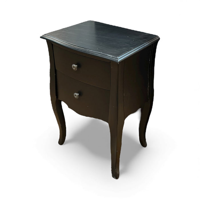 Black 2 Drawer Nightstand With Curved Legs