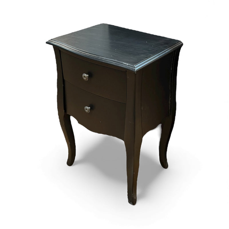 Black 2 Drawer Nightstand With Curved Legs