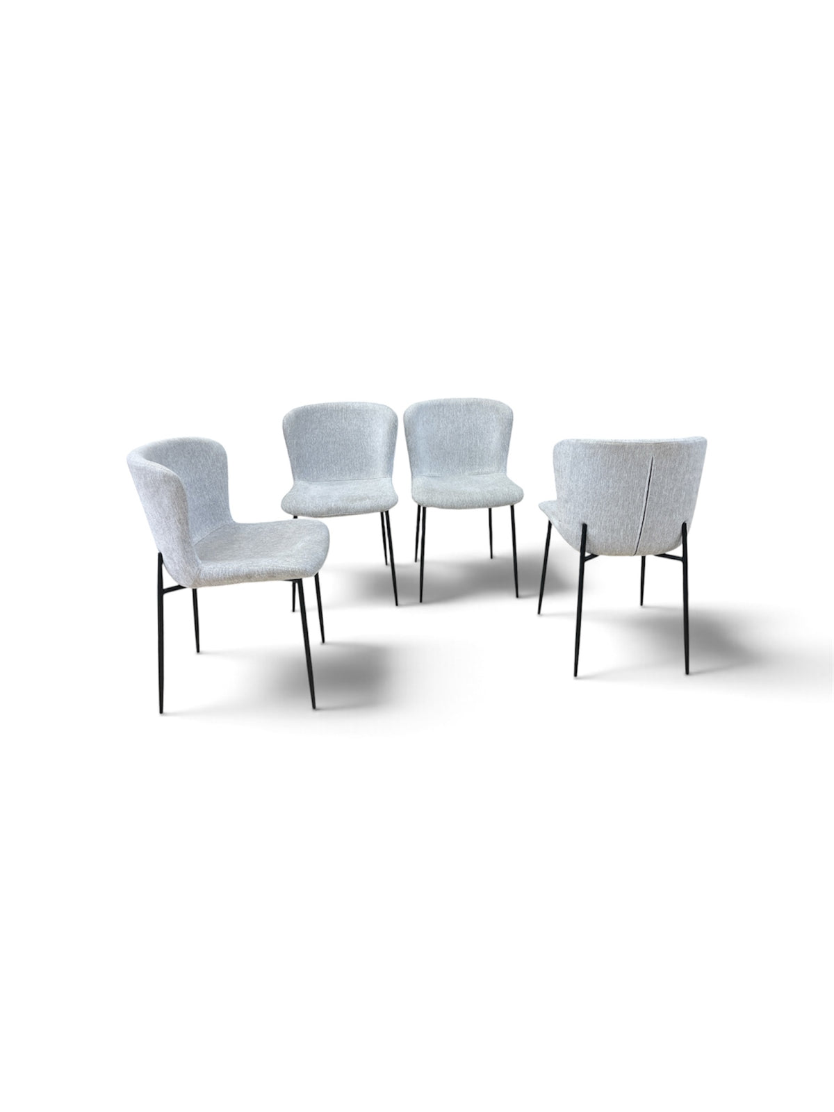 Set of 4 Light Grey Upholstered Minimalistic Chairs