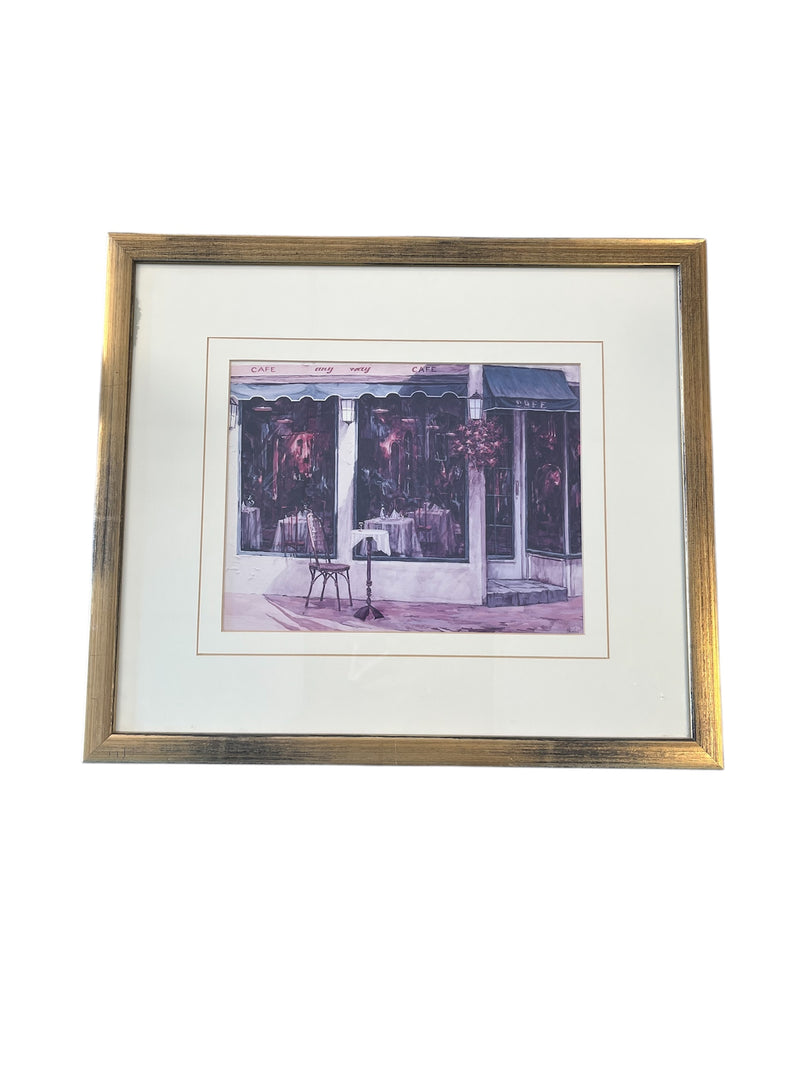 Framed Art Print - "Cafe on the Corner" by Shariko