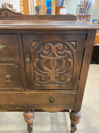 Geometric Scrollwork Oak Sideboard