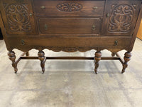 Geometric Scrollwork Oak Sideboard