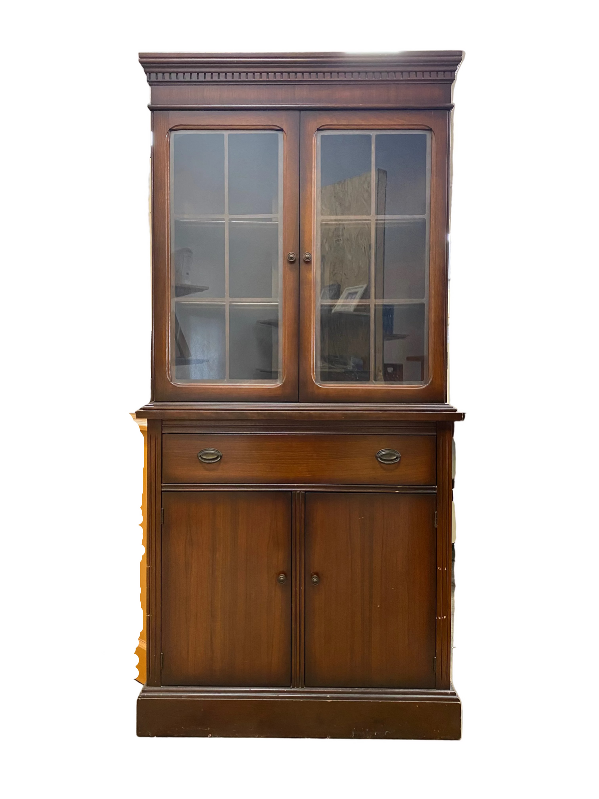 Mahogany Corner Glass Hutch