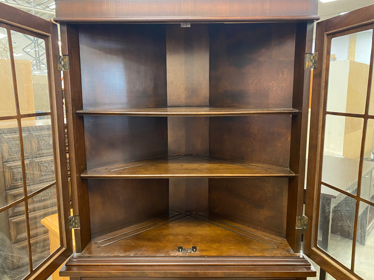 Mahogany Corner Glass Hutch