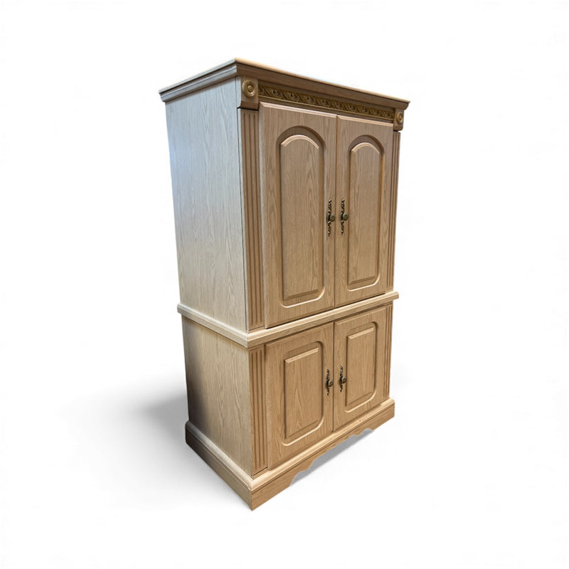 Cream Armoire With Carved Detailing