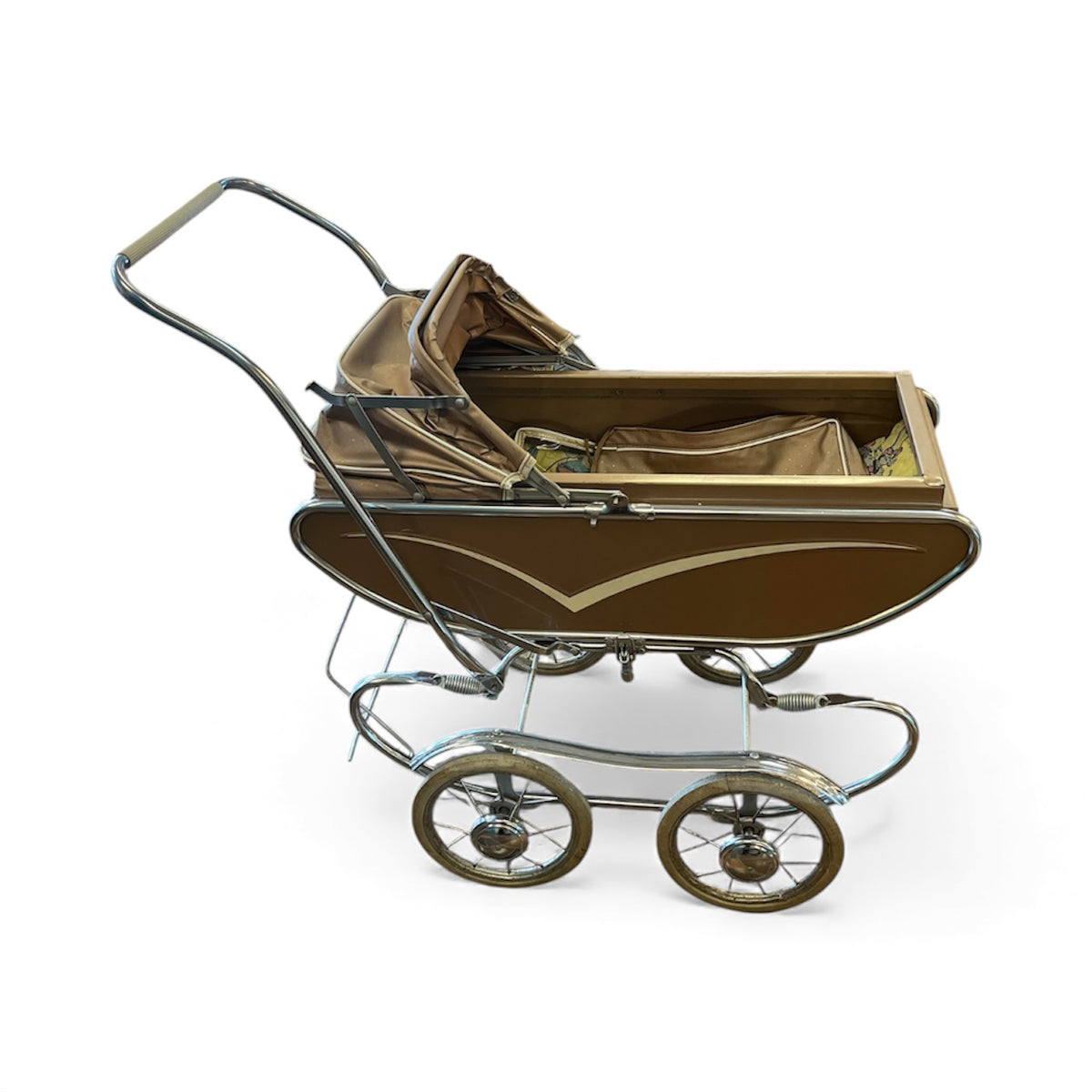 Vintage Light Brown Gendron Doll Pram