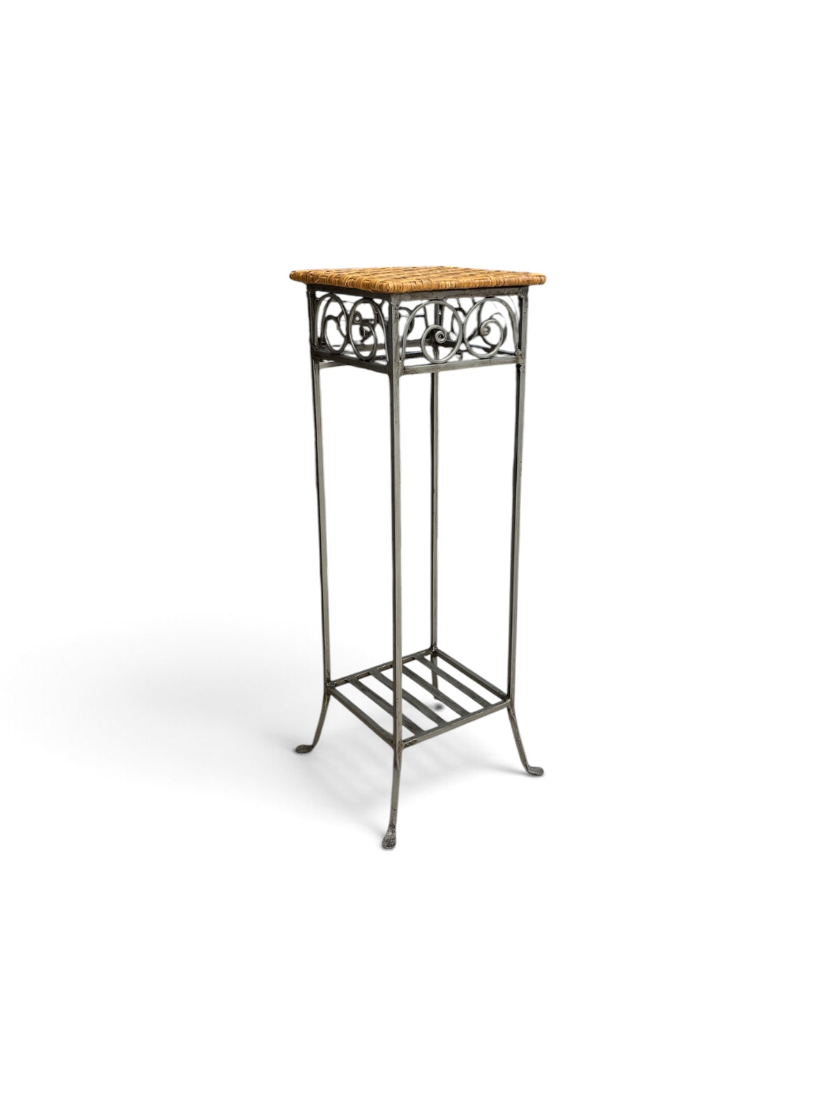 Wicker & Metal Plant Stand/Accent Table