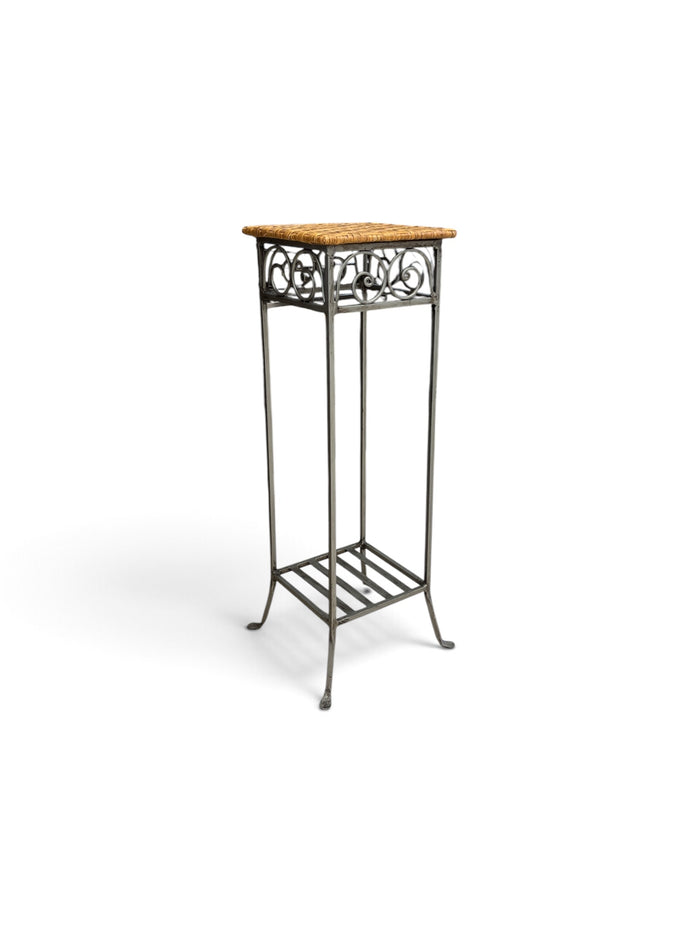 Wicker & Metal Plant Stand/Accent Table