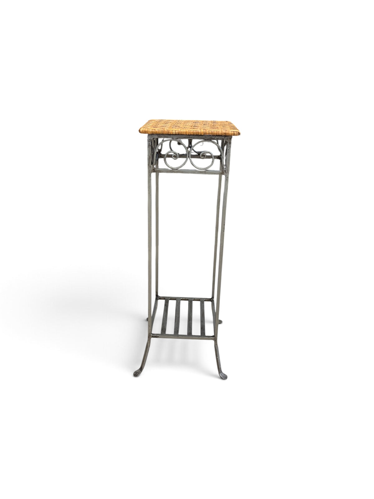 Wicker & Metal Plant Stand/Accent Table