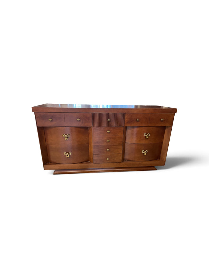 Vintage Wooden Dresser with Gold Tone Hardware
