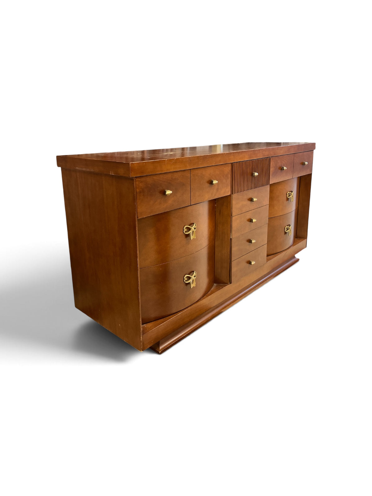 Vintage Wooden Dresser with Gold Tone Hardware