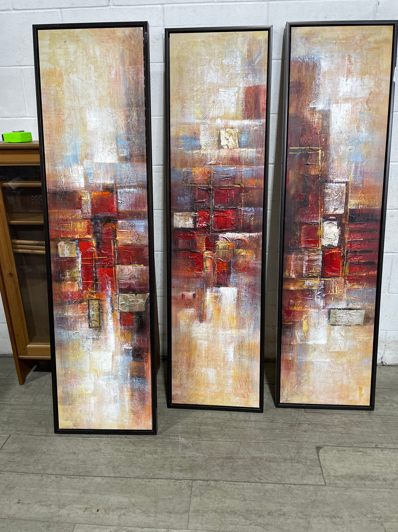Abstract Cityscape Triptych Paintings