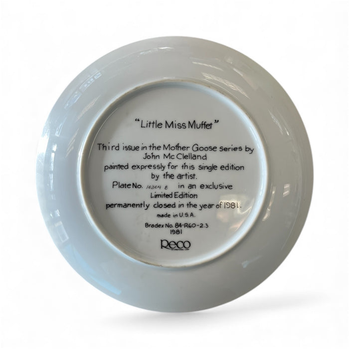 Little Miss Muffet - Reco International 1980s Collectors Plate