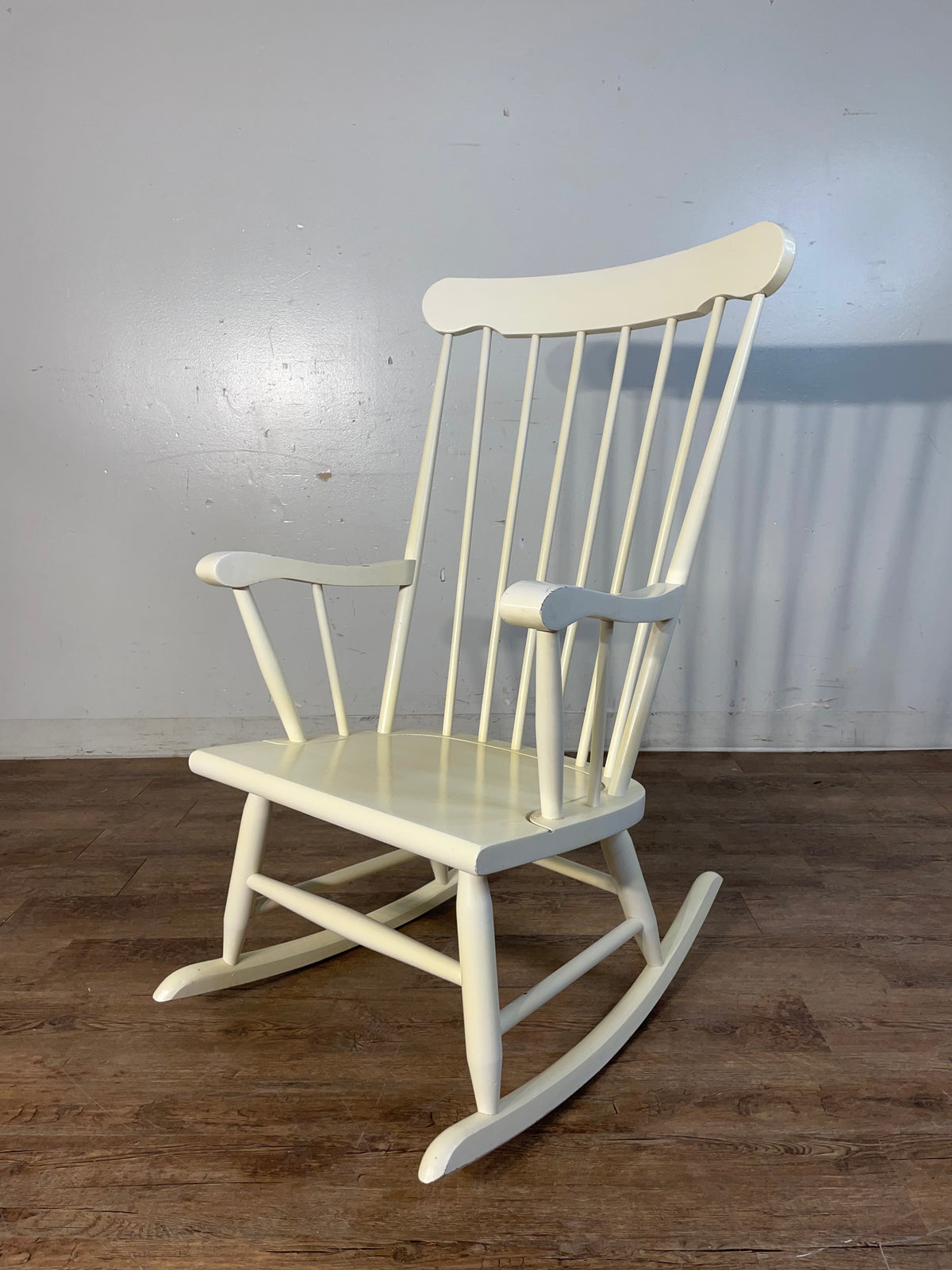 Off-White Wooden Rocking Chair