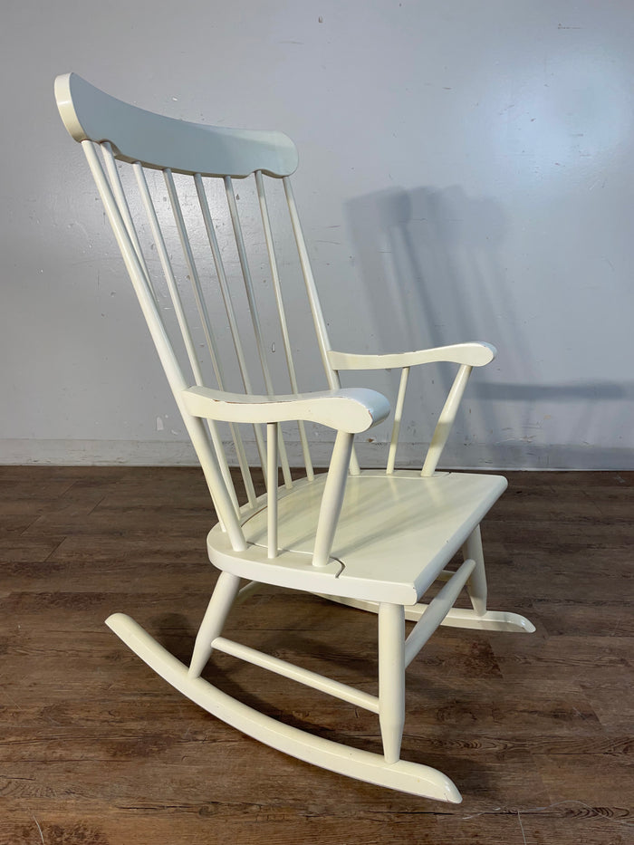 Off-White Wooden Rocking Chair