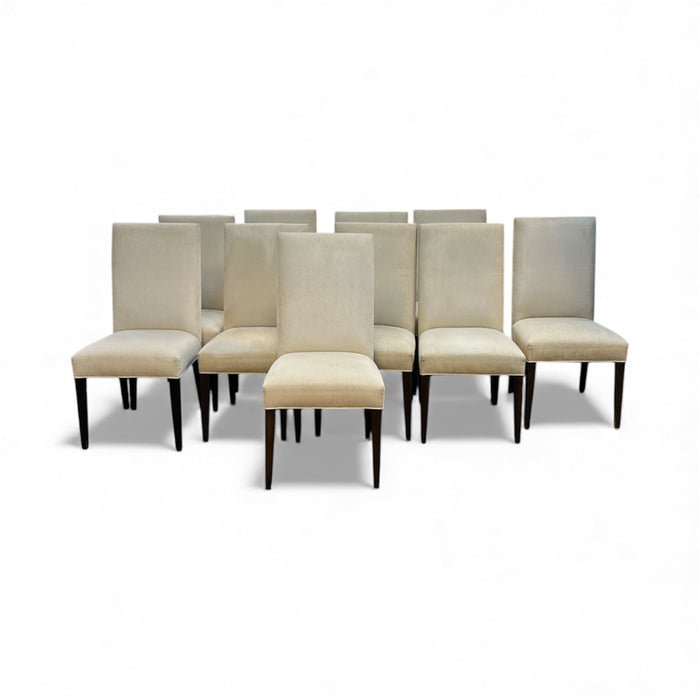 Set of 10 Cream Upholstered Dining Chairs