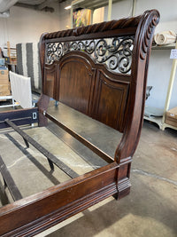 Solid Wood Sleigh Style King Size Bed Frame
